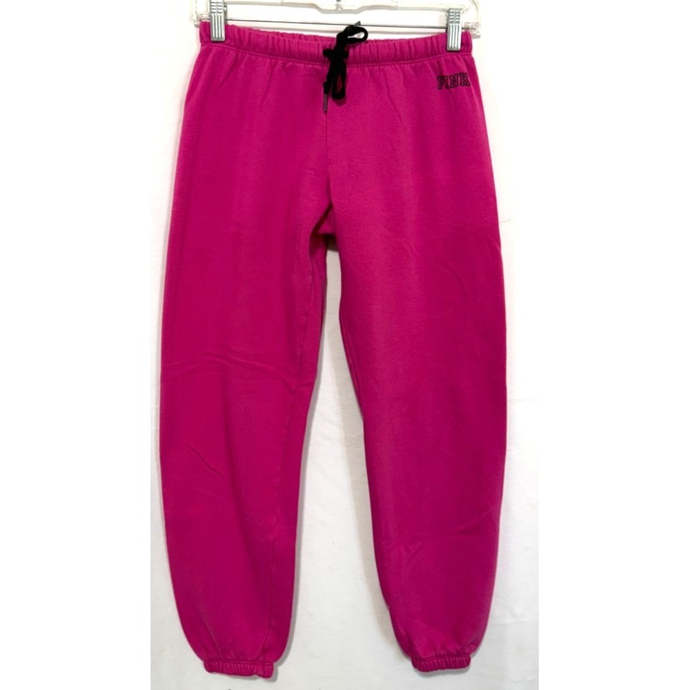 Victoria's Secret PINK XSโ Dark Pink Jogger Sweatpants With a Black Logo